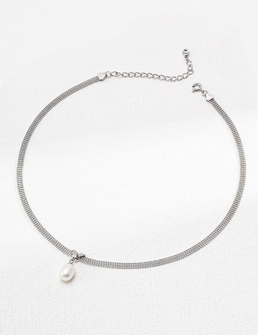 Minimal Pearl Drop Chain Necklace