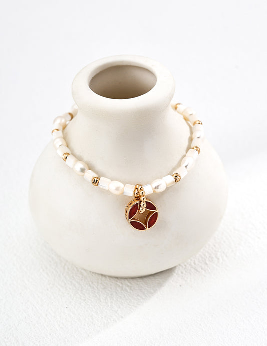Vintage Pearl Garnet Bracelet & Necklace