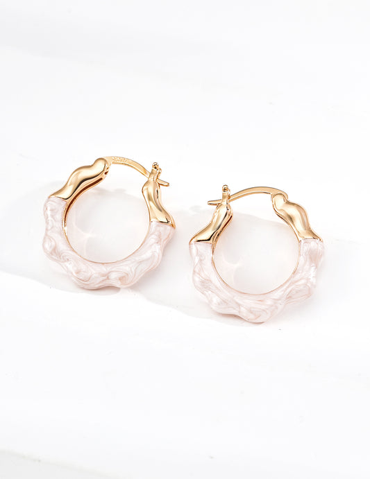 Glazed Pearl Hoop Earrings