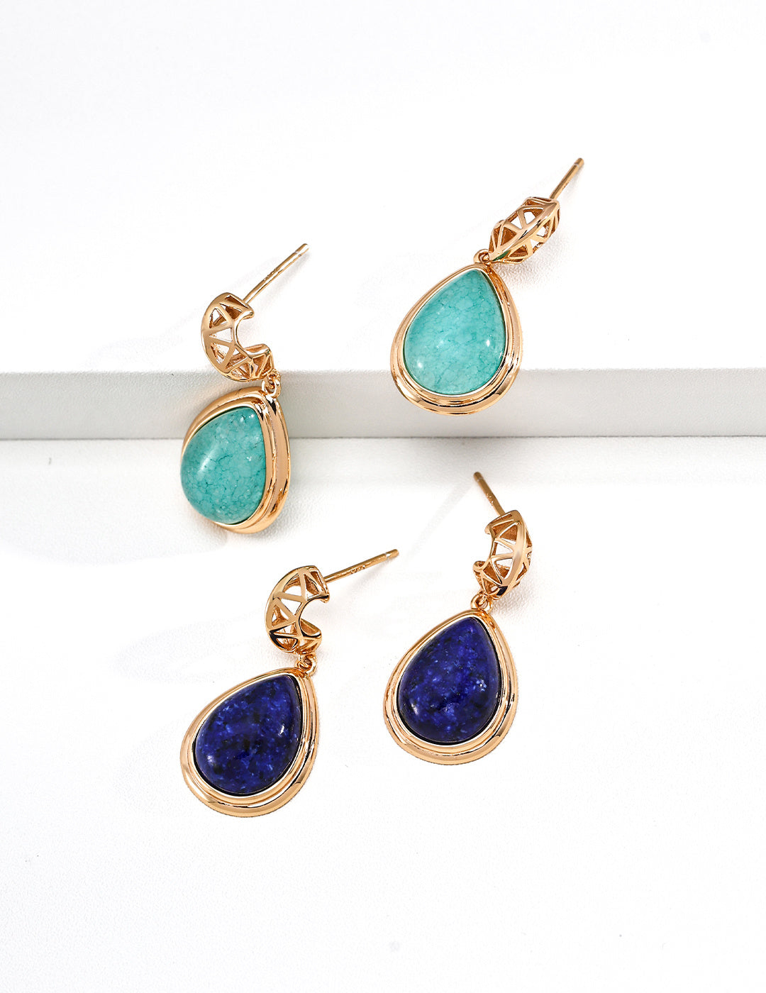Vintage Teardrop Stone Earrings