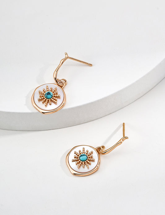 Vintage Turquoise Sunburst Drop Earrings