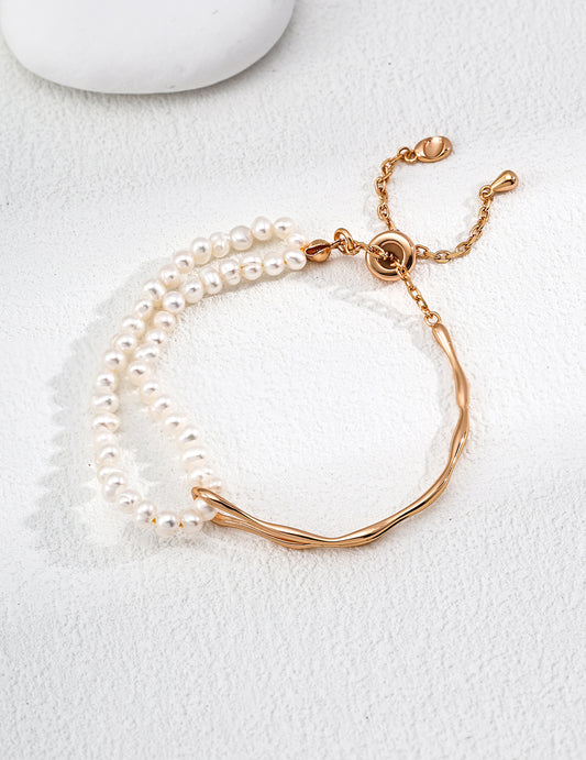Wave Half Bangle Pearl Bracelet