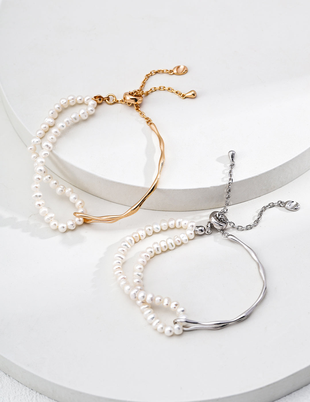 Wave Half Bangle Pearl Bracelet