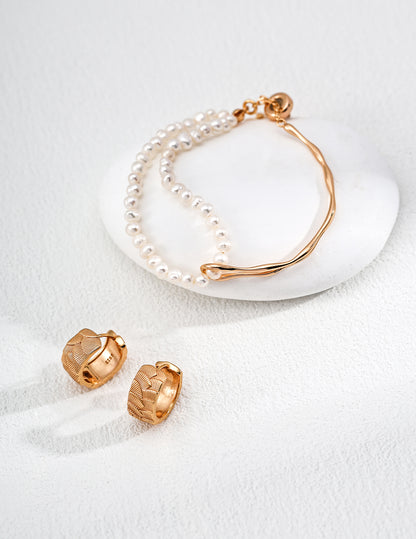 Wave Half Bangle Pearl Bracelet