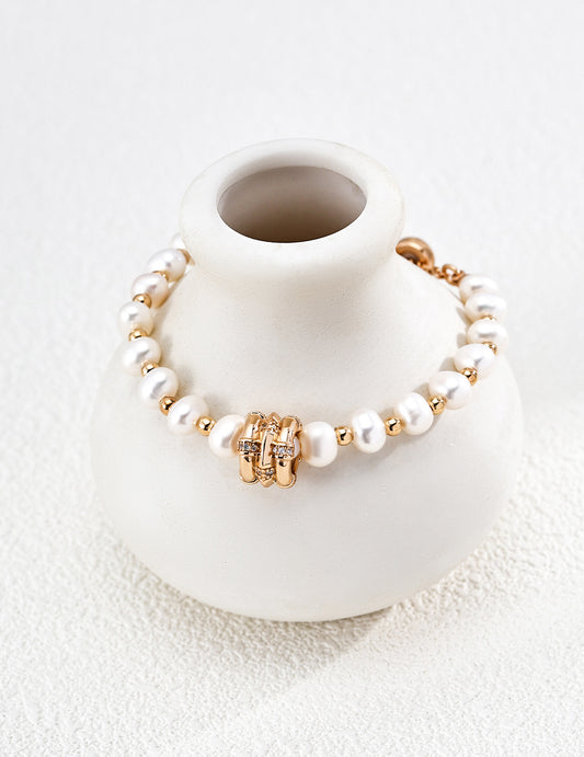 Vintage Sliver Pearl Lucky Bracelet