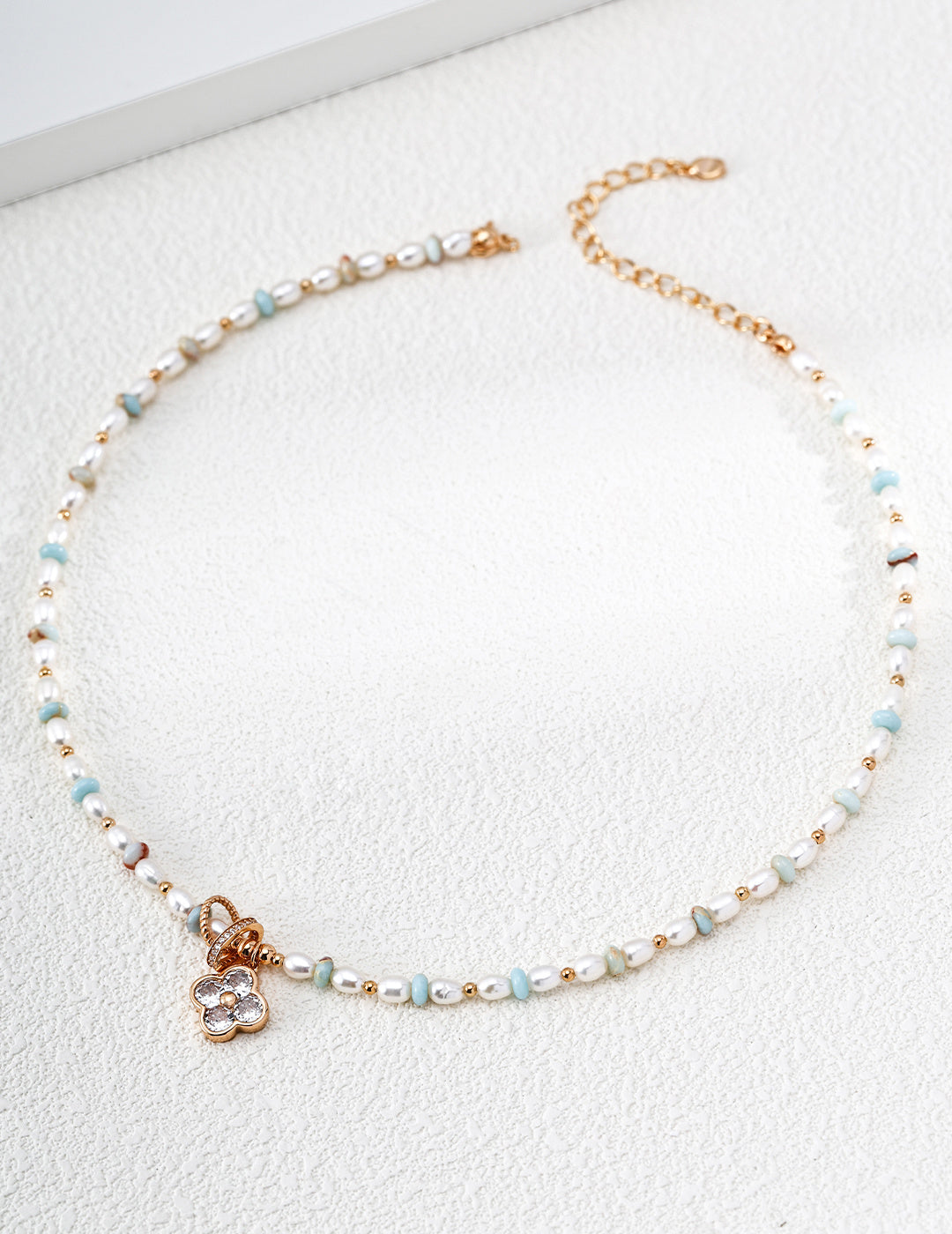 Pearl & Turquoise Floral Charm Necklace