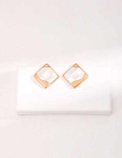Vintage Square Shell Stud Earrings