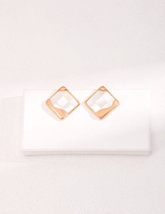 Vintage Square Shell Stud Earrings