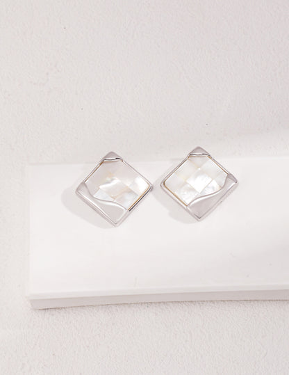 Vintage Square Shell Stud Earrings