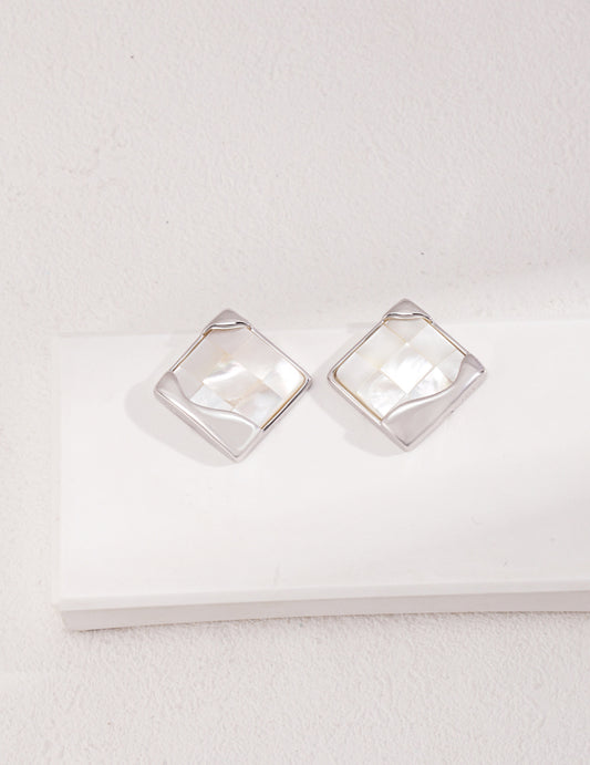 Vintage Square Shell Stud Earrings