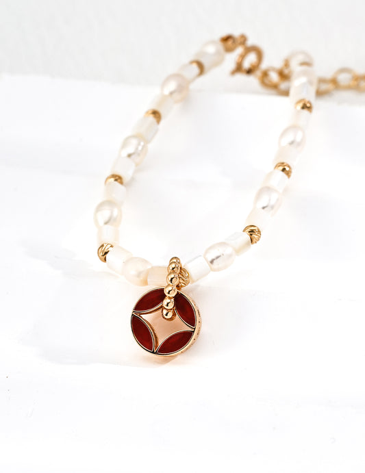 Vintage Pearl Garnet Bracelet & Necklace