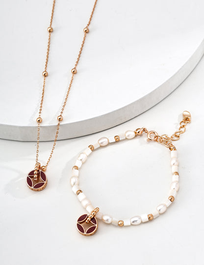 Vintage Pearl Garnet Bracelet & Necklace