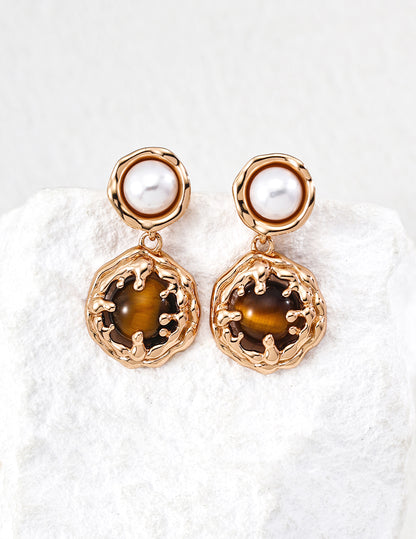 Vintage Turquoise Pearl Drop Earrings