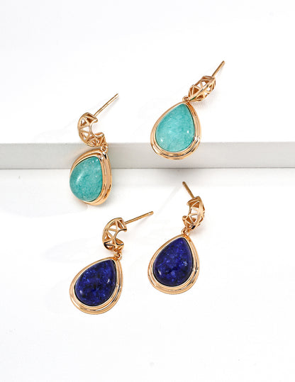 Vintage Teardrop Stone Earrings