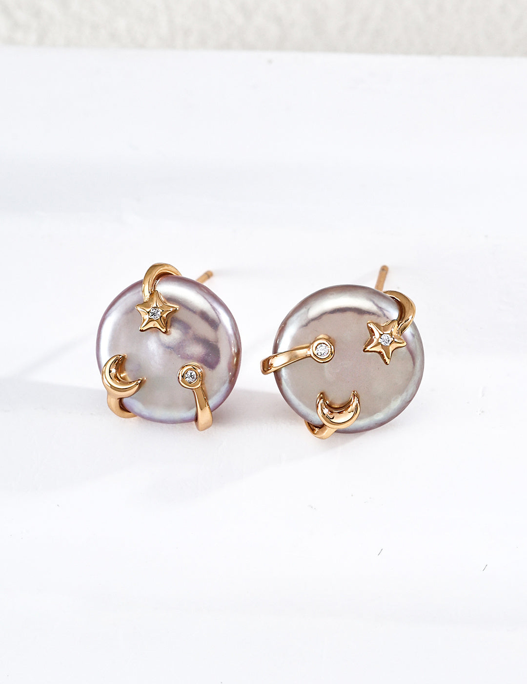 Moonlit Pearl Stud Earrings