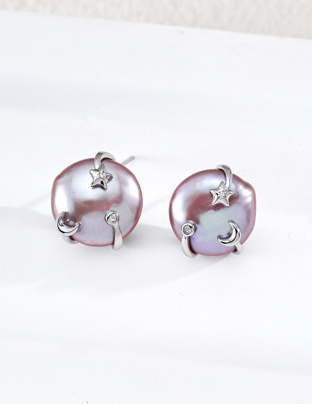 Moonlit Pearl Stud Earrings