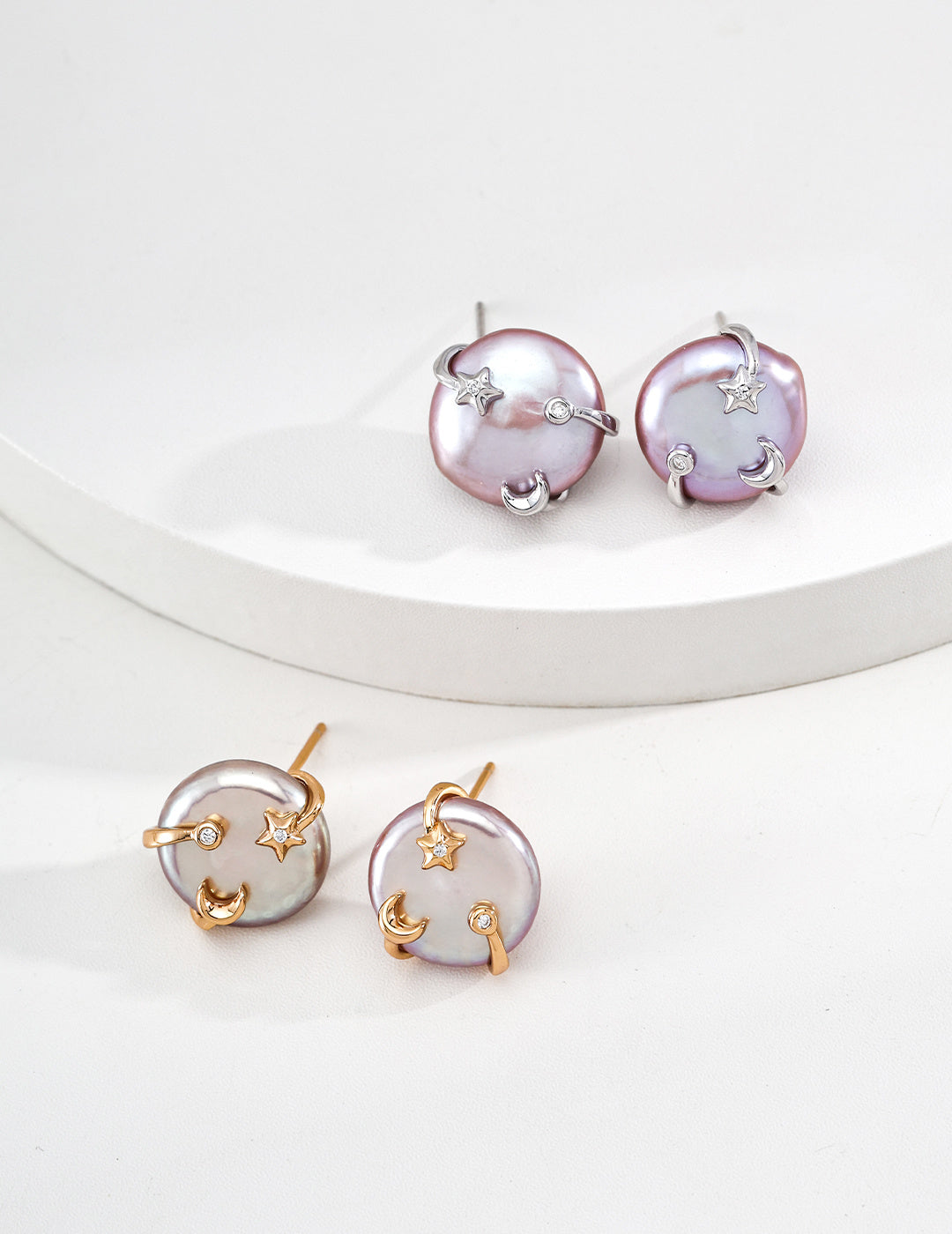 Moonlit Pearl Stud Earrings