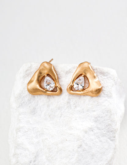 Vintage Triangle Zircon Stud Earrings