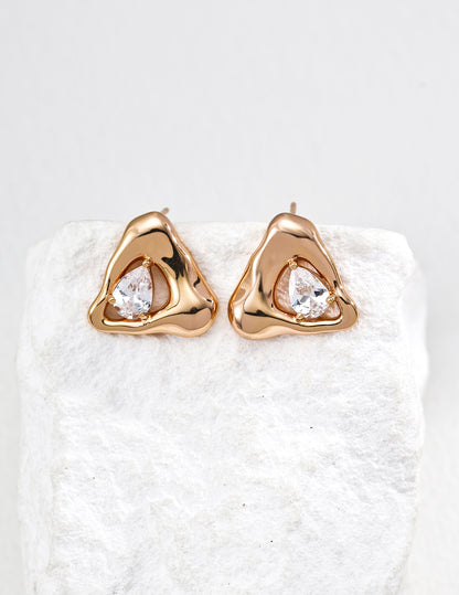 Vintage Triangle Zircon Stud Earrings