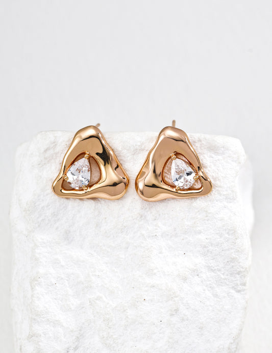 Vintage Triangle Zircon Stud Earrings