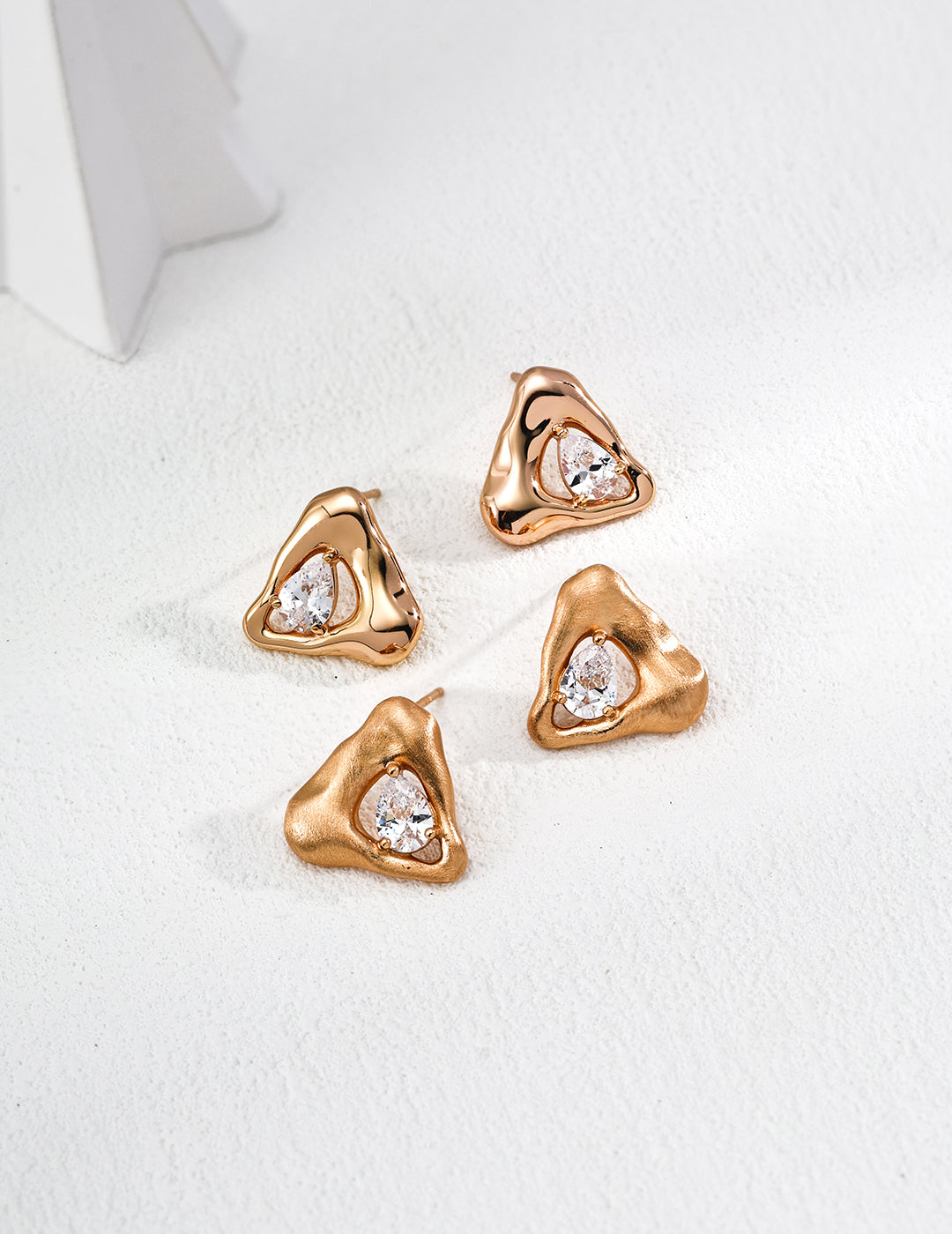 Vintage Triangle Zircon Stud Earrings