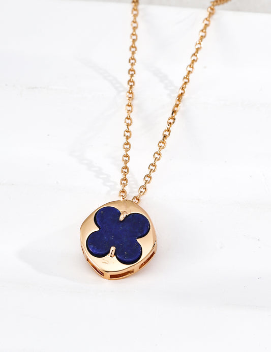 Vintage Clover Gemstone Necklace