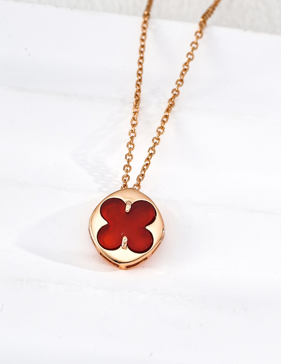 Vintage Clover Gemstone Necklace