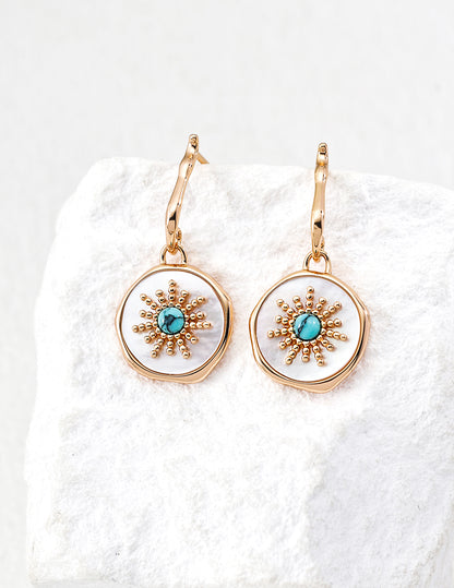 Vintage Turquoise Sunburst Drop Earrings