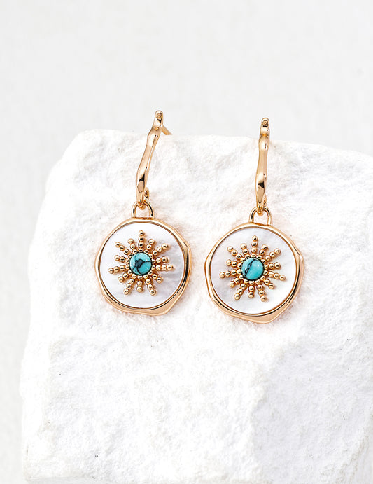 Vintage Turquoise Sunburst Drop Earrings