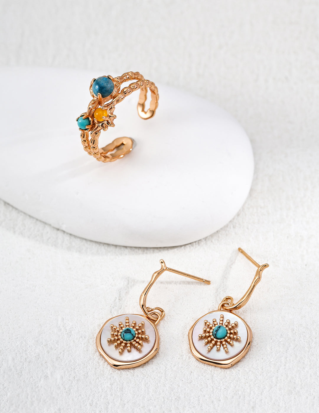 Vintage Turquoise Sunburst Drop Earrings