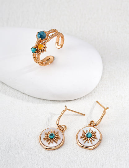 Vintage Turquoise Sunburst Drop Earrings